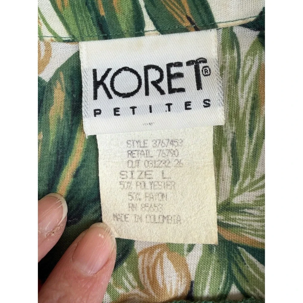 Koret Petites Floral Hawaiian Camp Shirt‎ Womens Large Tropical Button Up